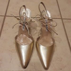 Gold Ankle Tie Blahniks